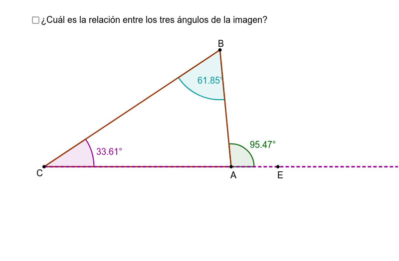 Teorema del ángulo exterior de un triángulo GeoGebra