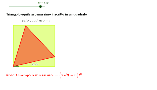 Un Quadrato E Un Triangolo Equilatero Hanno Lo Stesso Perimetro triangolo equilatero massimo in un quadrato – GeoGebra