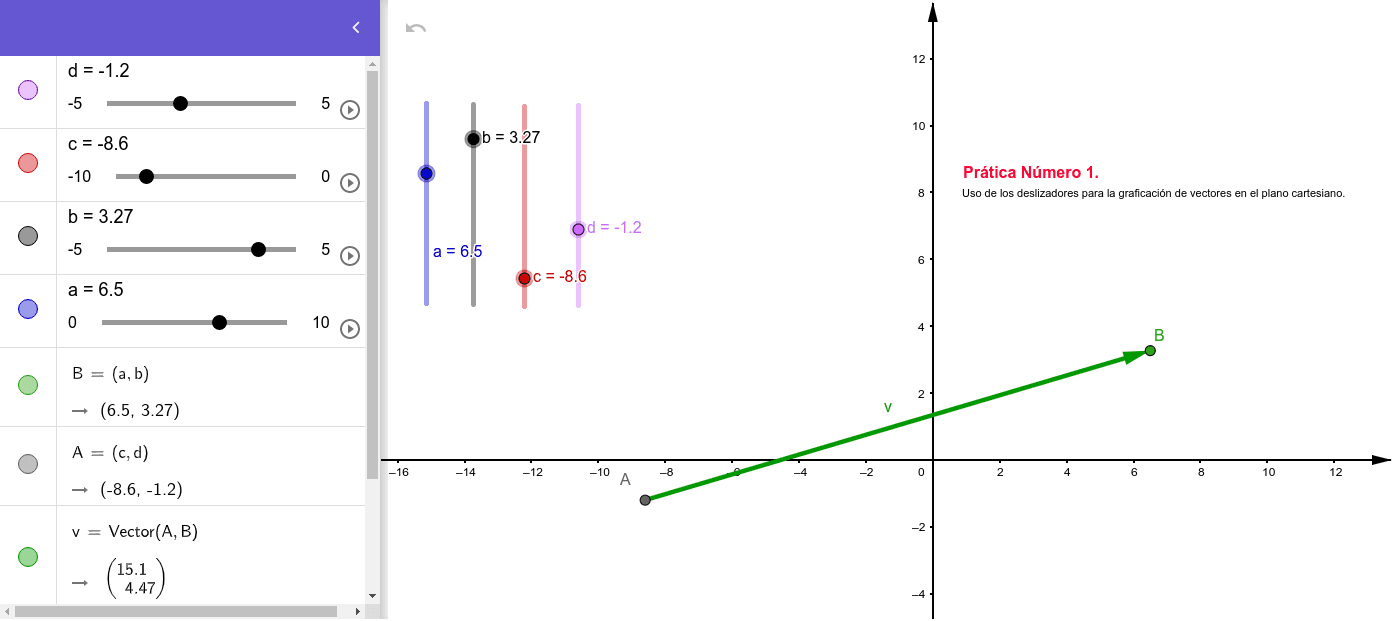 Uso De Los Vectores Geogebra Uso De Los Vectores Geogebra