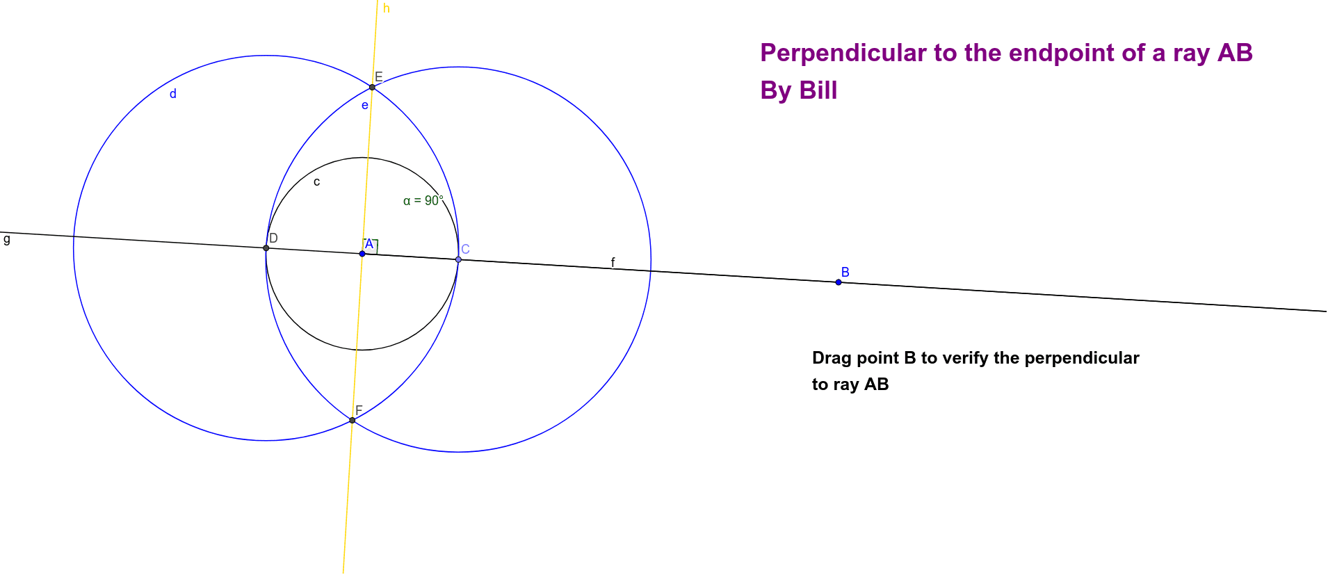 Line Perpendicular to an endpoint of a ray GeoGebra