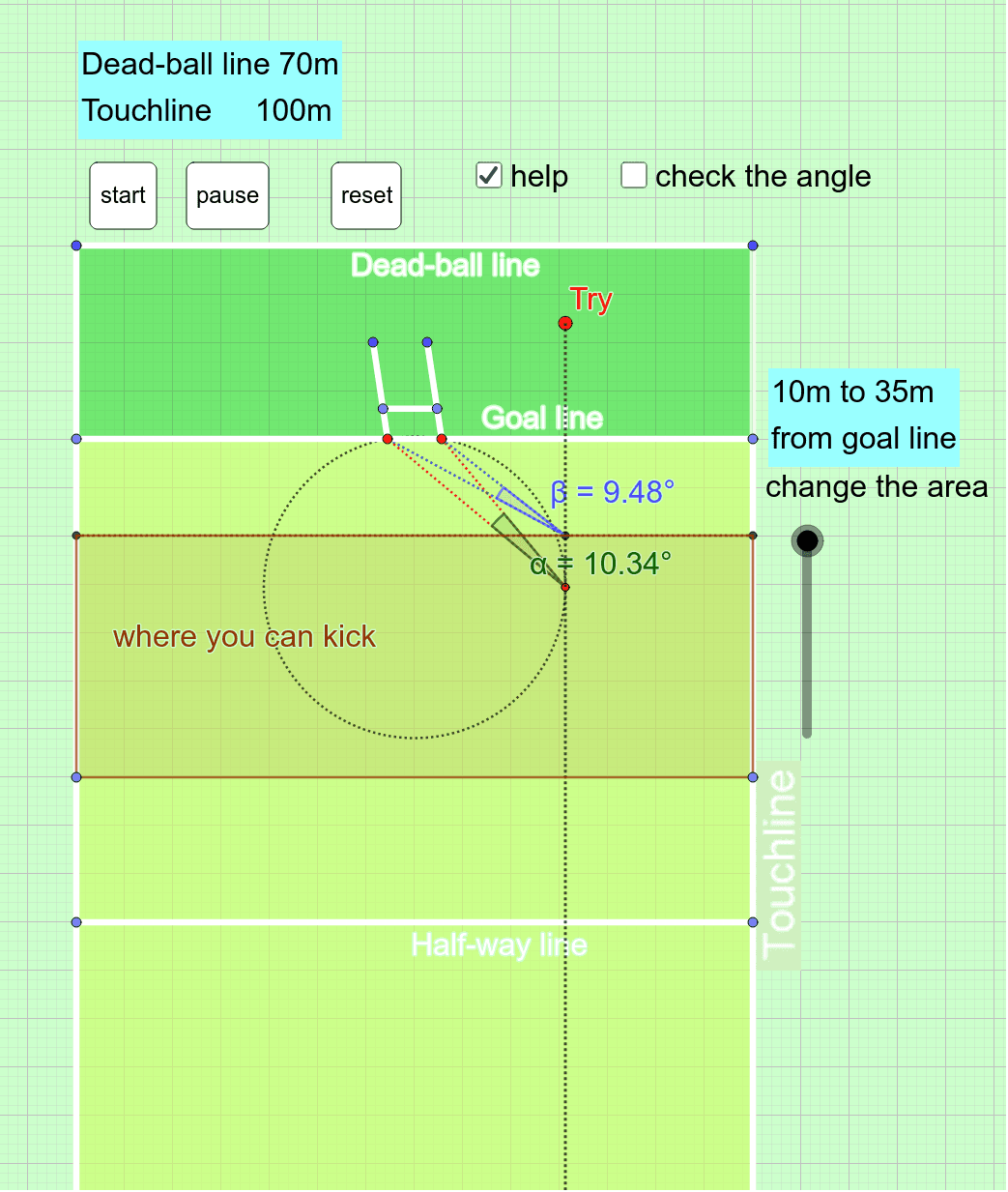 Rugby Conversion Kick ラグビー Geogebra