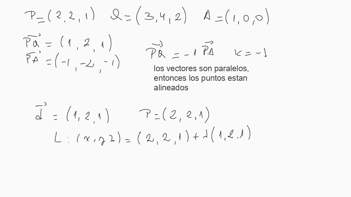 Analizar si los puntos están alineados, si es así hallar la recta