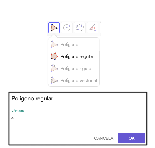 Definimos el lado con dos puntos y elegimos el número de lados que queremos que tenga el polígono.