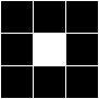 Stap 1: opdelen in negen gelijke vierkanten en middelste weglaten.
