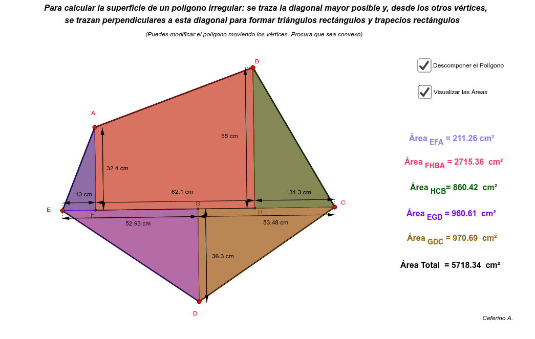 Área de polígonos irregulares GeoGebra