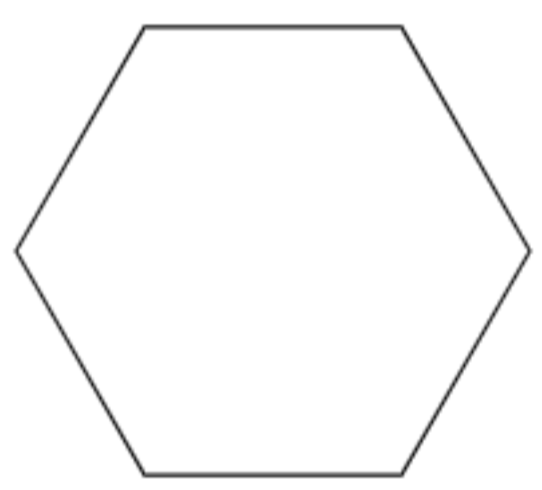 This is a regular hexagon.  Hexagons have six sides and six vertices.  Regular hexagons have six congruent sides and six congruent angles.