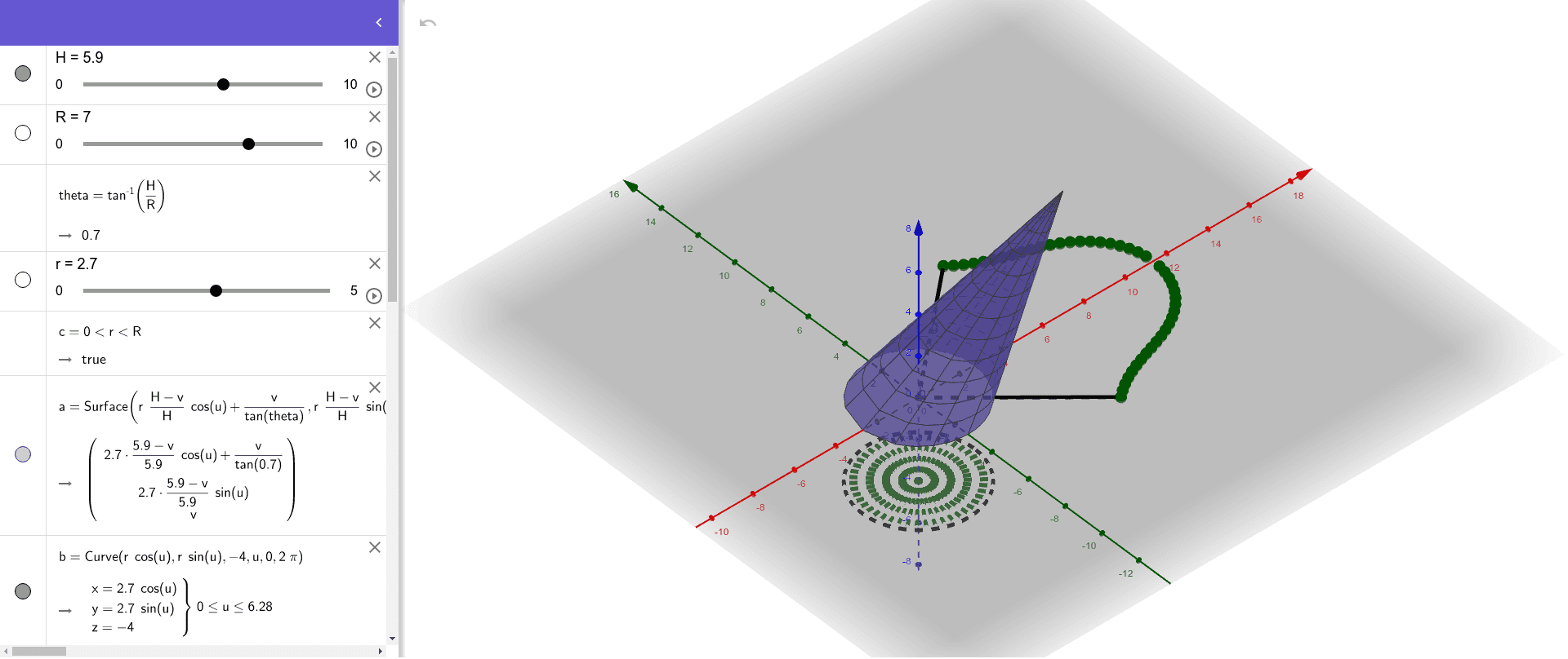 oblique cone GeoGebra