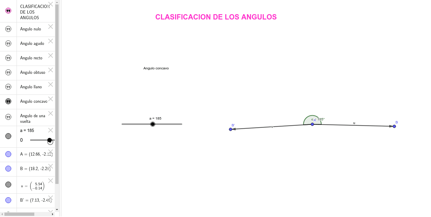 Clasificación de los Ángulos – GeoGebra