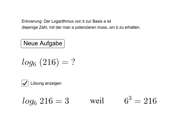 Logarithmus Definition und Rechenregeln GeoGebra