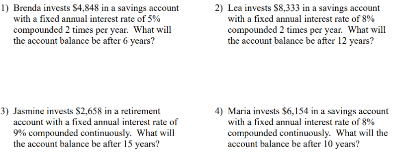 Calculate the following compound interest
