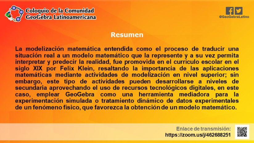Comunidad GeoGebra Latinoamericana (2019). [i]Sesión 8 [evento de Facebook][/i]. Recuperado de [url=https://www.facebook.com/GeoGebraLatino/photos/pcb.707047449761422/429089257731149/?type=3&theater]https://www.facebook.com/GeoGebraLatino/photos/pcb.707047449761422/429089257731149/?type=3&theater[/url] 