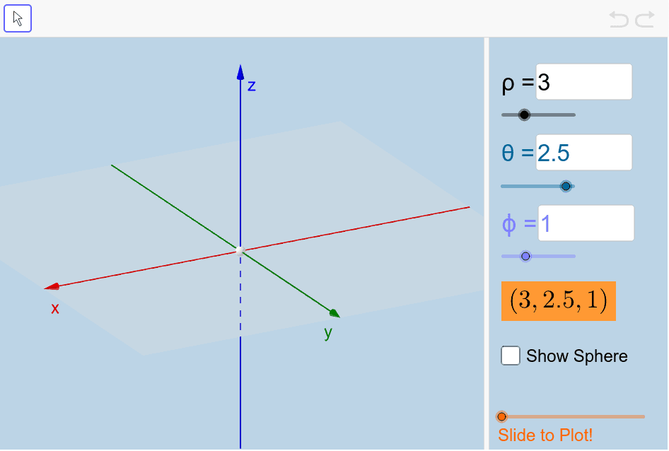 Spherical shop coordinate grapher