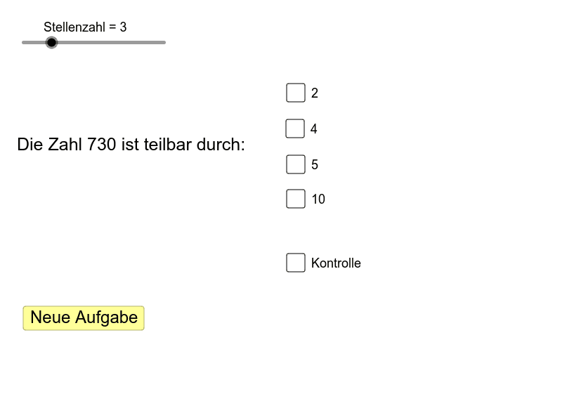 Teilbarkeit durch 2, 4, 5 und 10 GeoGebra Teilbarkeit durch 2, 4, 5 und 10 GeoGebra
