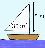 Hallar las medidas de los lados de una vela con forma de triángulo rectángulo si se quiere que tenga un área de 30 metros al cuadrado y que uno de sus catetos mida 5 metros para que se pueda colocar en el mástil.