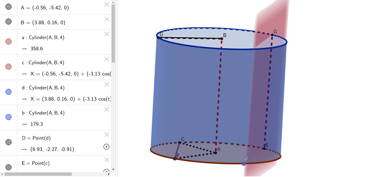 Циліндр та його елементи. – GeoGebra