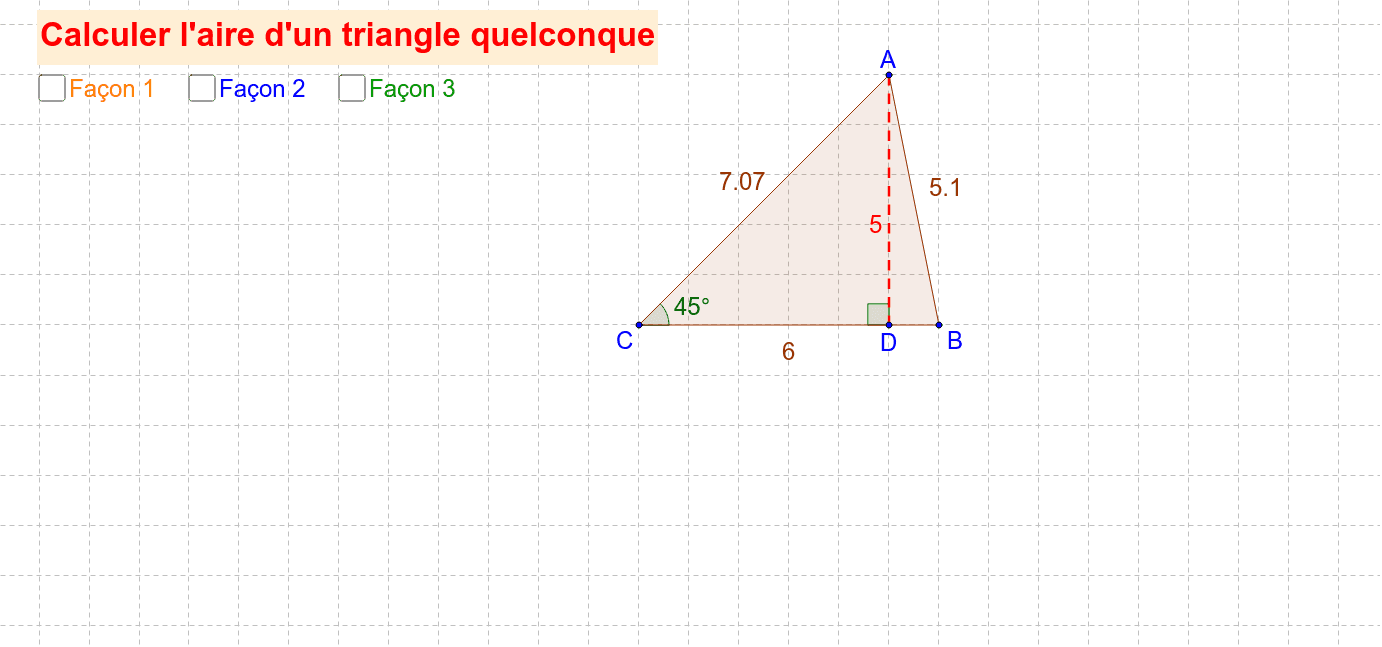 Aire Triangle Quelconque Calculer l'aire d'un triangle quelconque – GeoGebra