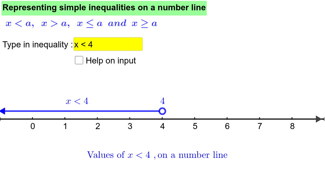 Representing Simple Inequalities On A Number Line GeoGebra