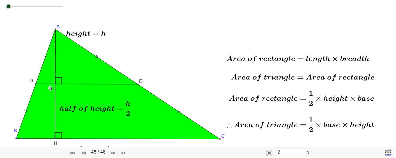 Area of triangle Derivation_2 GeoGebra