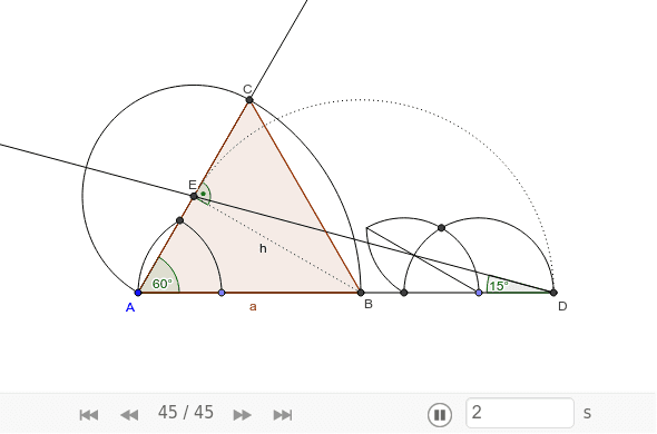 Construct an equilateral triangle ABC where the segment AD is given and equals the sum of side a and height h of the triangle.