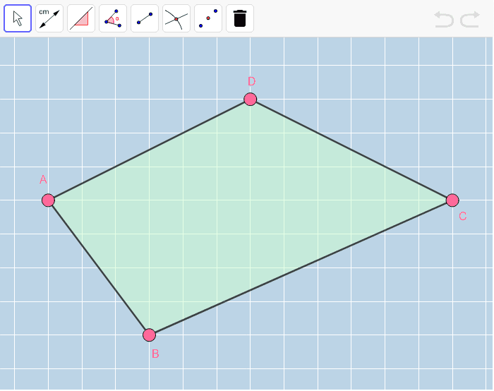 Move the pink vertices of this quadrilateral around to form a PARALLELOGRAM.