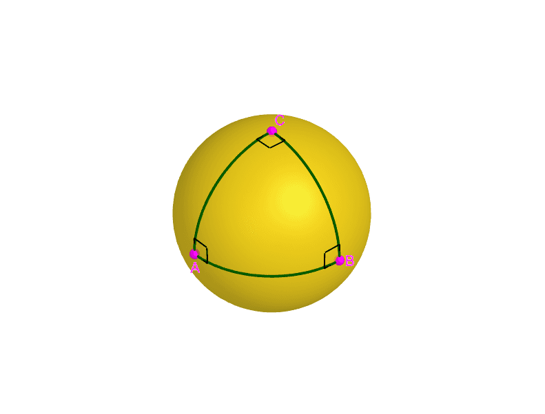 Trirectangular spherical Triangle GeoGebra