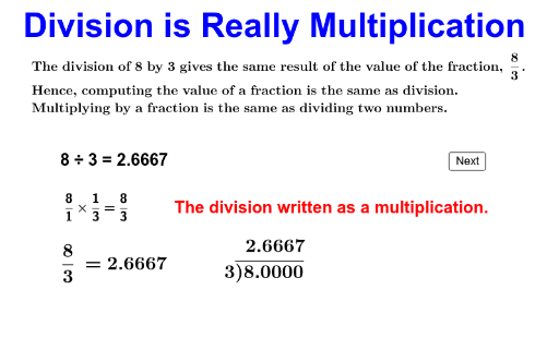 Division is really Multiplication – GeoGebra