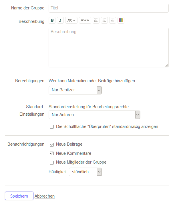Die Gruppen-Einstellungen
