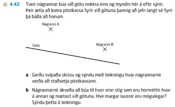 Verkefnið er byggt á verkefni í Skala 2B, bls. 31, a-lið.