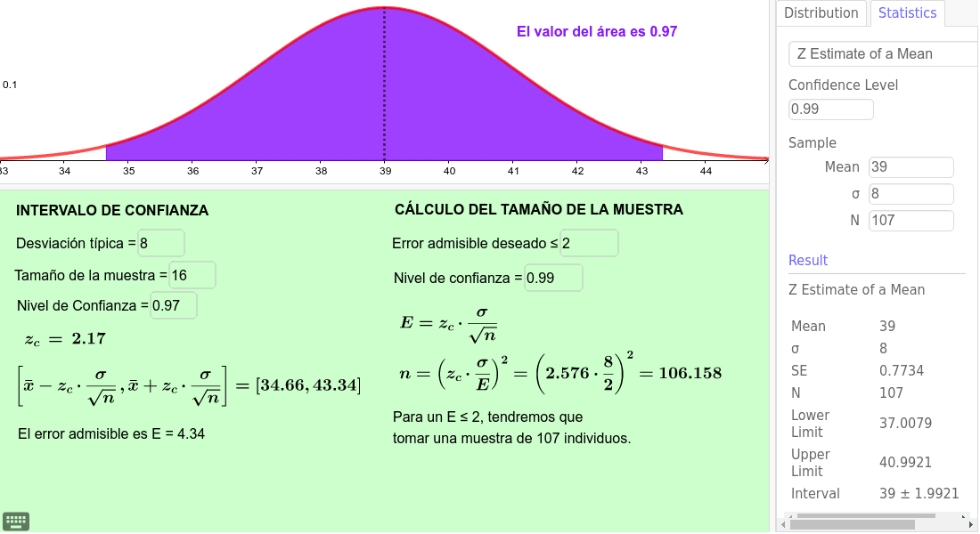 Problema para calcular el tamaño de una muestra para la distribución de las medias muestrales.