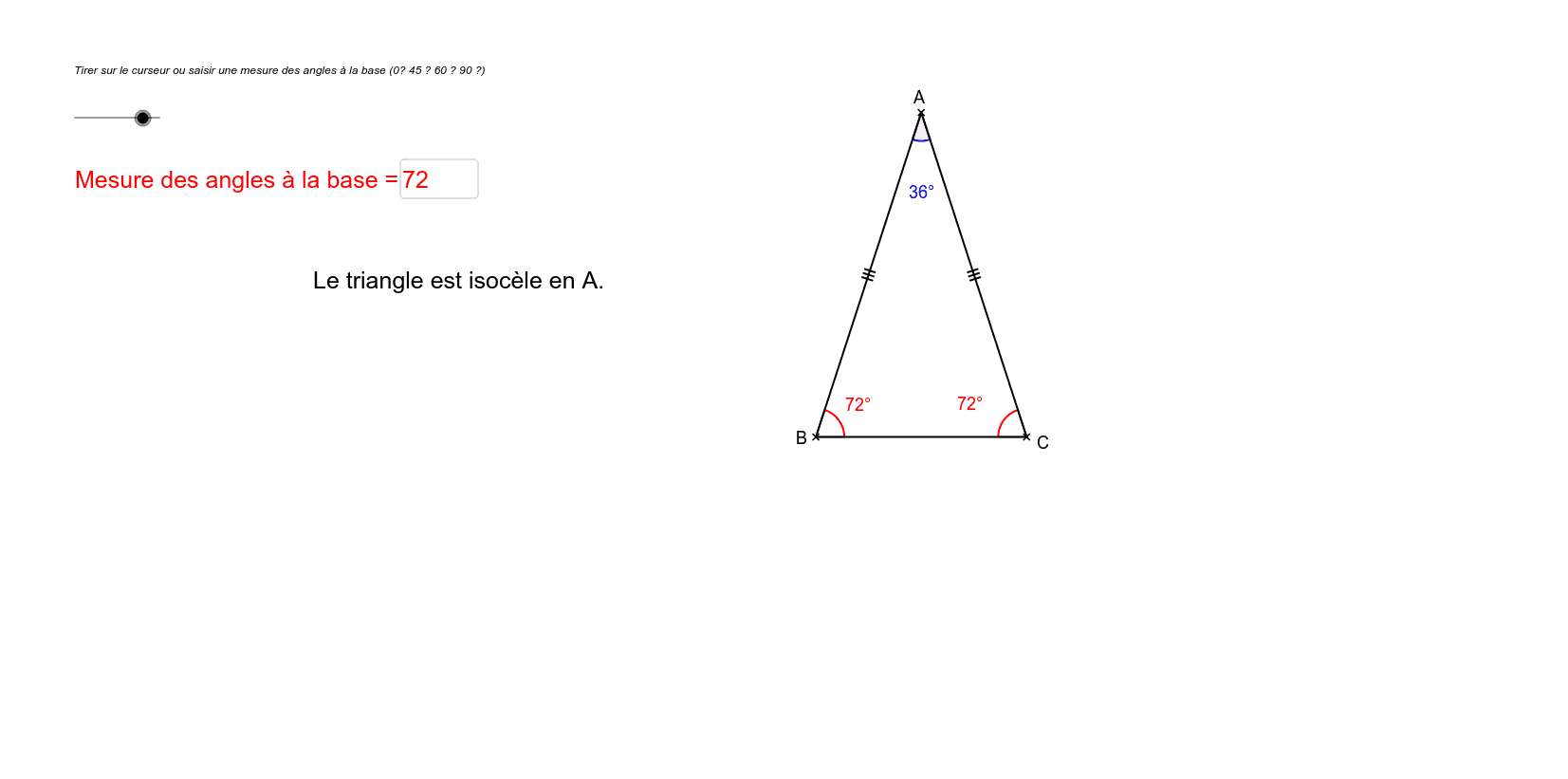 Triangle Isocèle Angles du triangle isocèle – GeoGebra