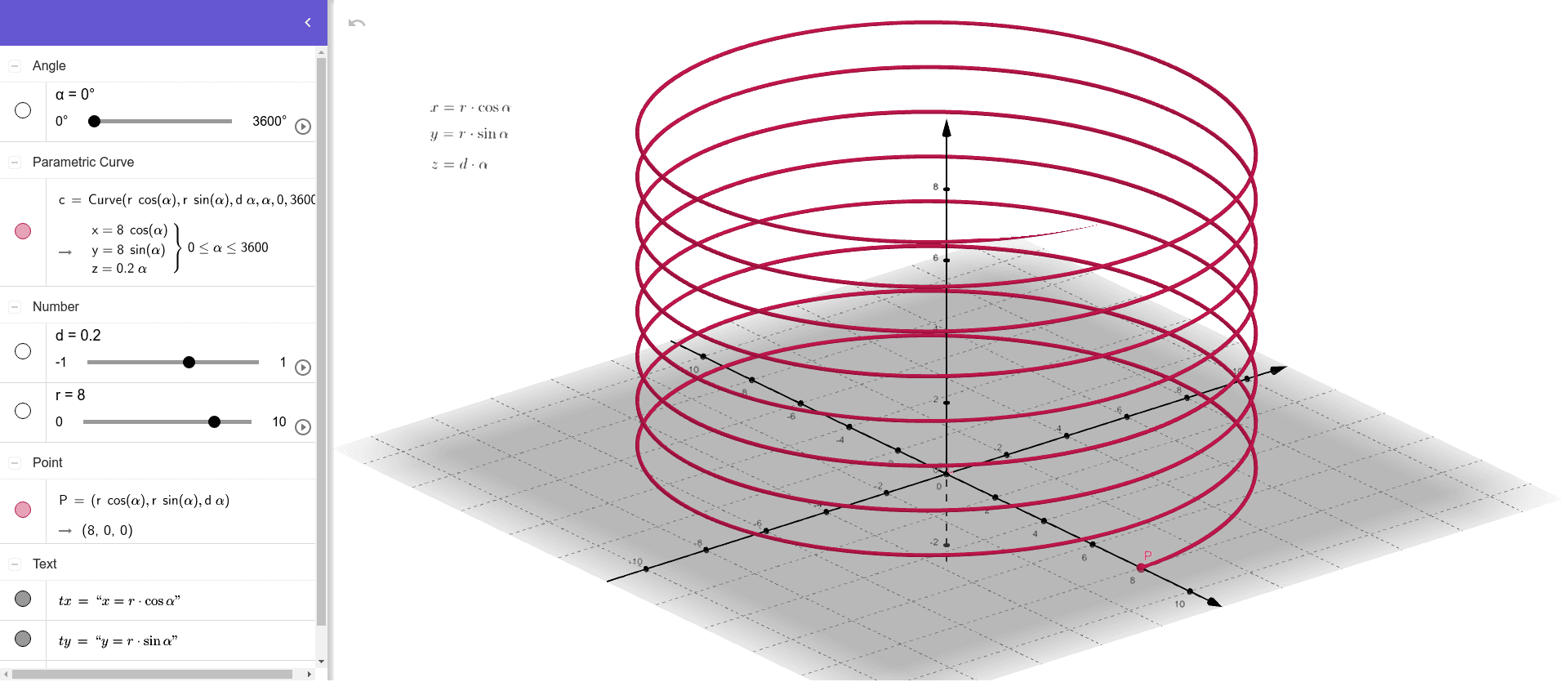 Helix GeoGebra
