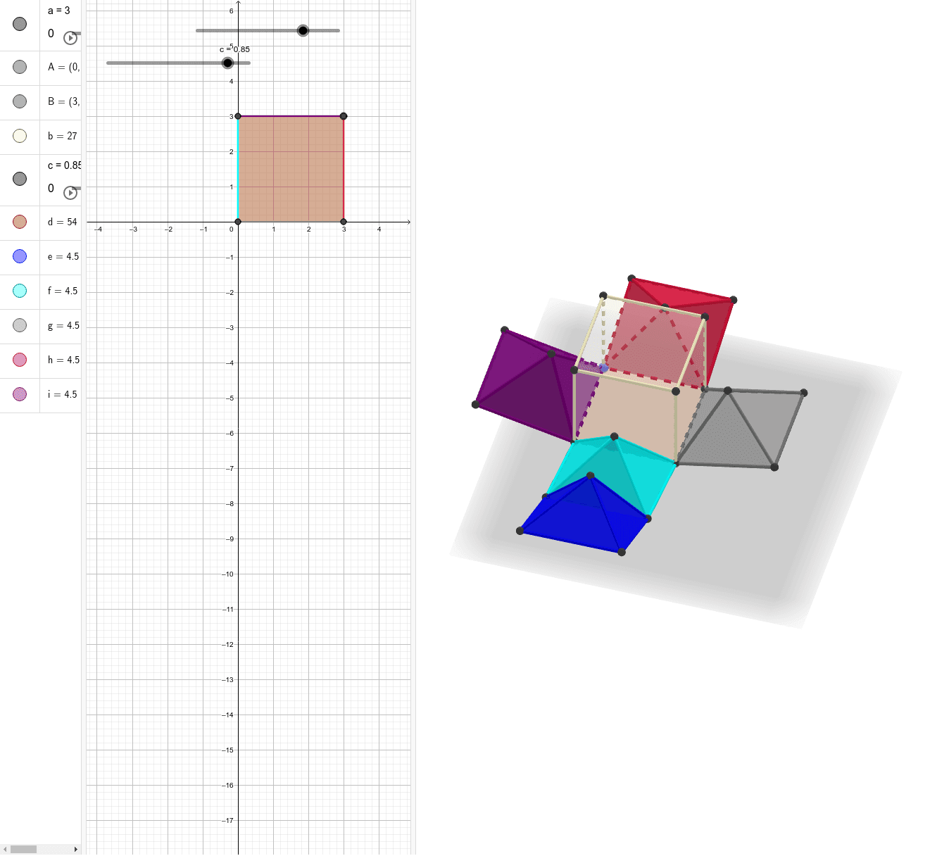 cube and net GeoGebra