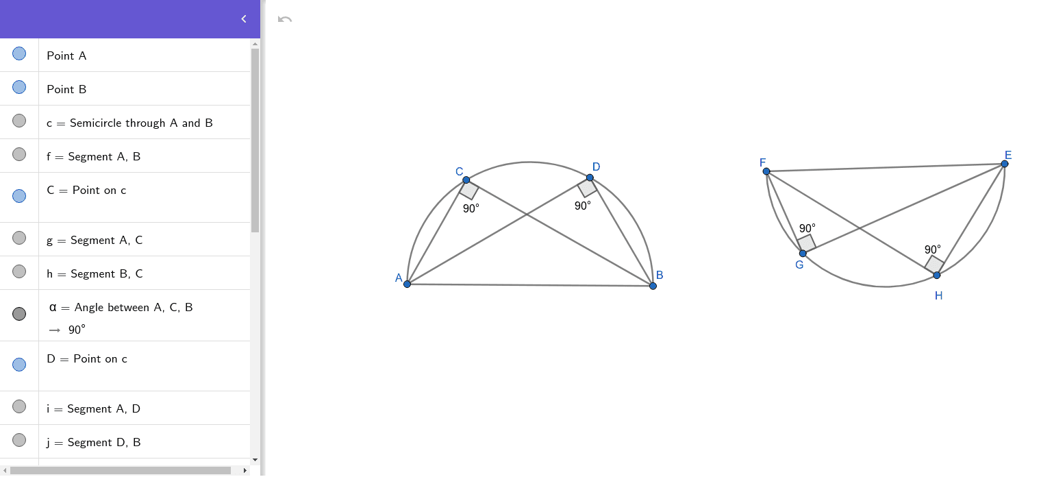 ANGLE SUBTENDED BY DIAMETER SEMICIRCLE GeoGebra angle-subtended-by-diameter-semicircle-geogebra