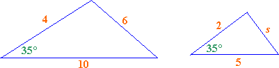 Calculate each side marked "s":