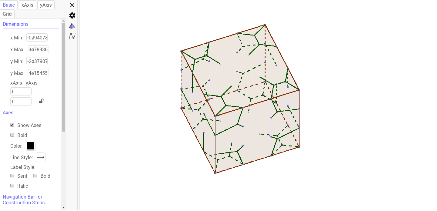 凸点 立方体の凸点の処理(緑線) – GeoGebra