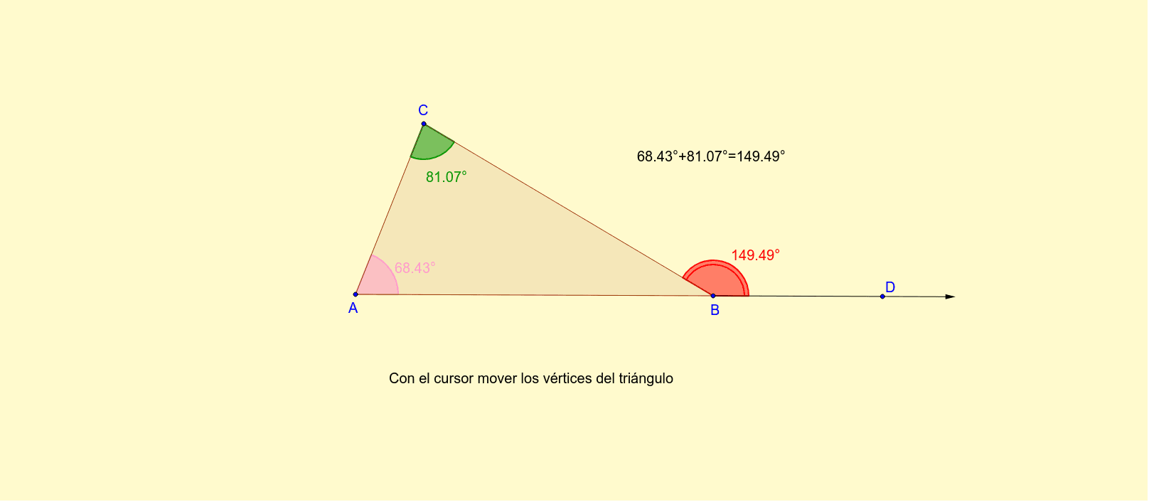 Ángulo exterior de un triangulo GeoGebra