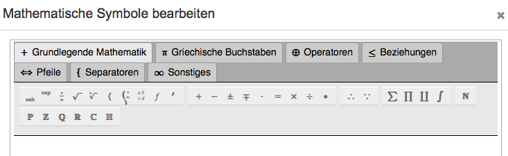 Klicken Sie auf "fx" um den Bereich "Mathematische Symbole" zu erreichen.