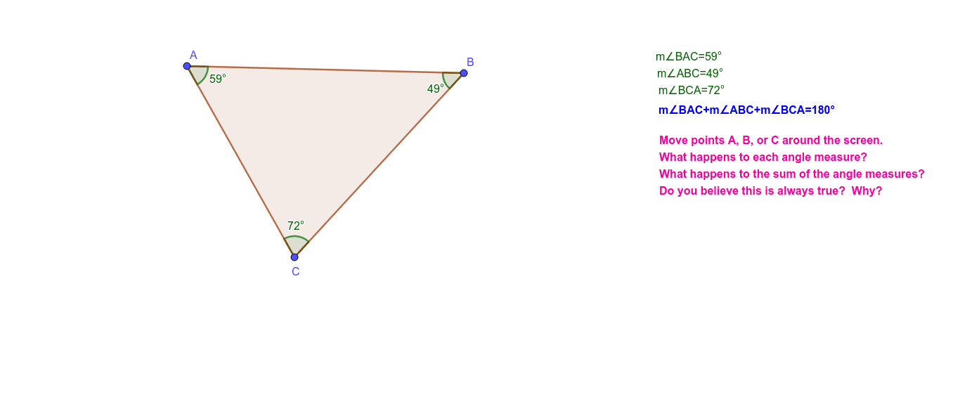 Sum Of The Interior Angles Of A Triangle Geogebra