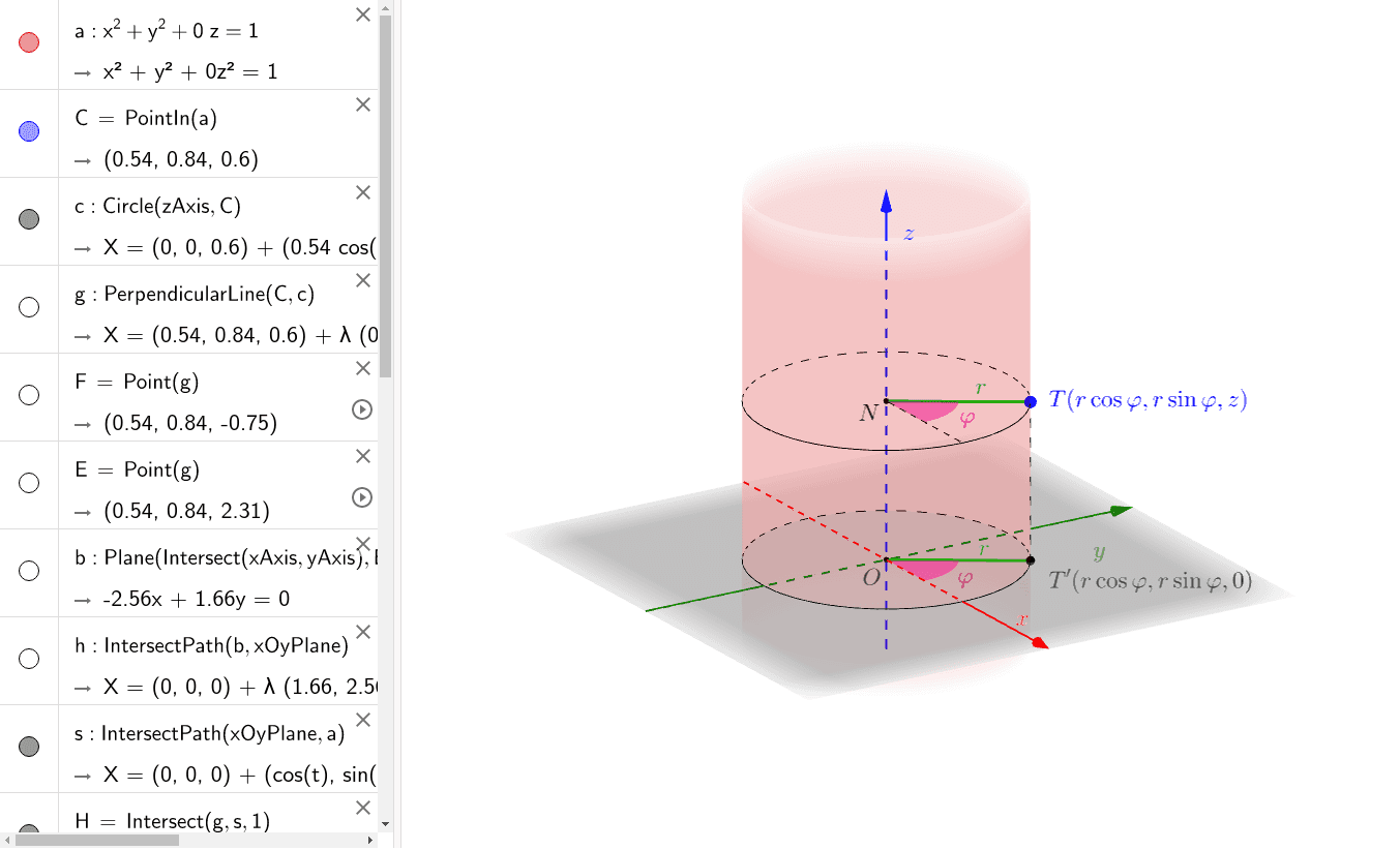 Cilindricne Koordinate Geogebra