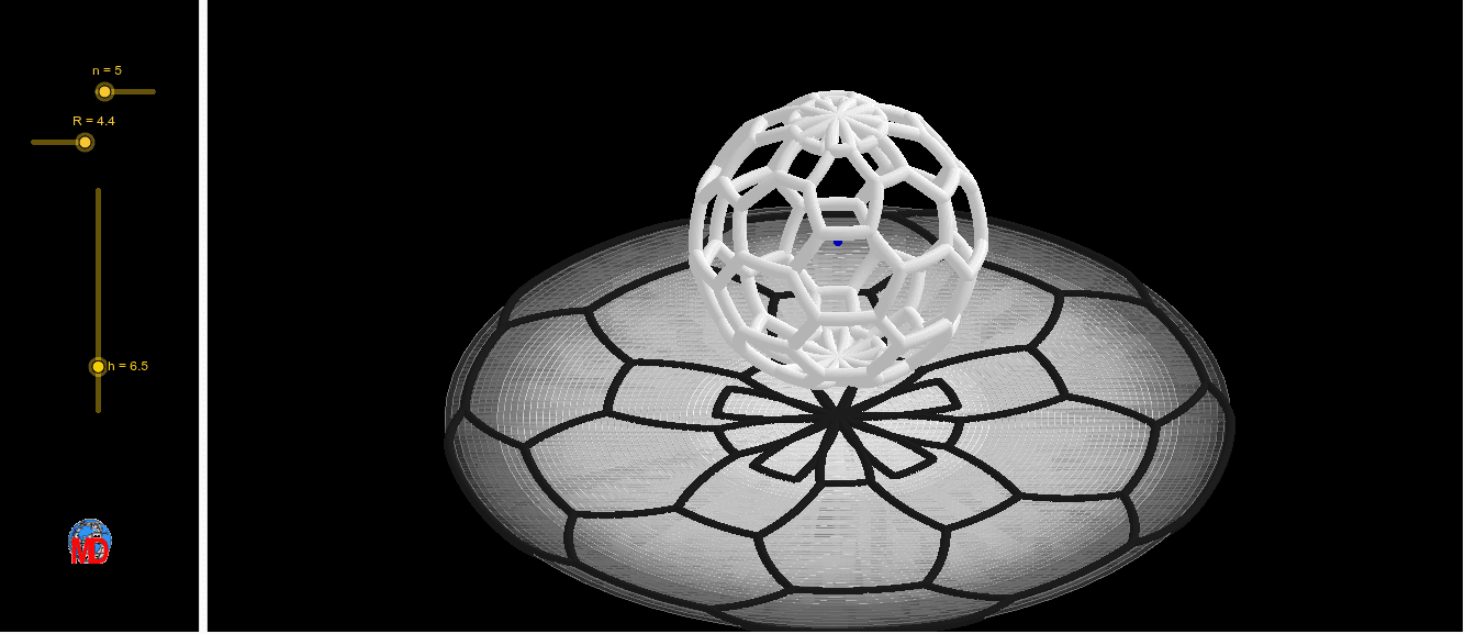Luminous spherical projection – GeoGebra