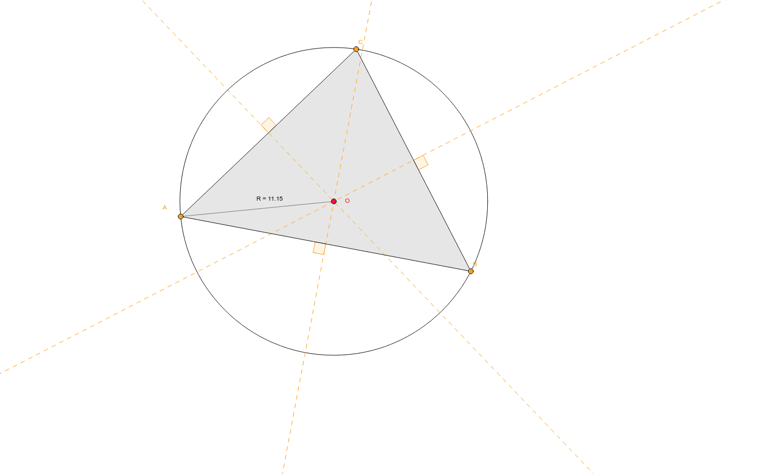 Опишана кружница на триаголник – GeoGebra