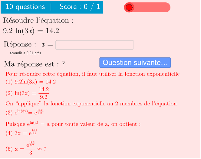 Résoudre des équations avec le logarithme et l