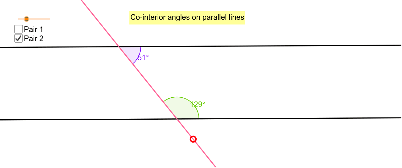 Investigating Co Interior Angles On Parallel Lines Geogebra