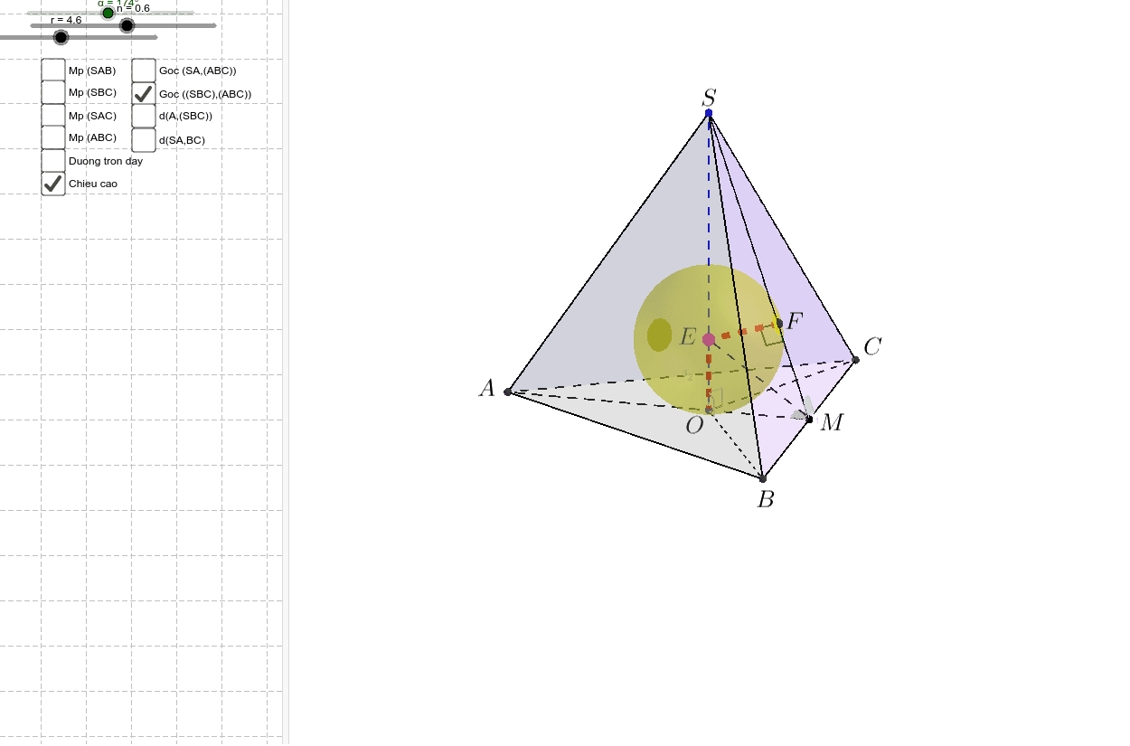 Mặt cầu nội tiếp hình chóp tam giác đều – GeoGebra