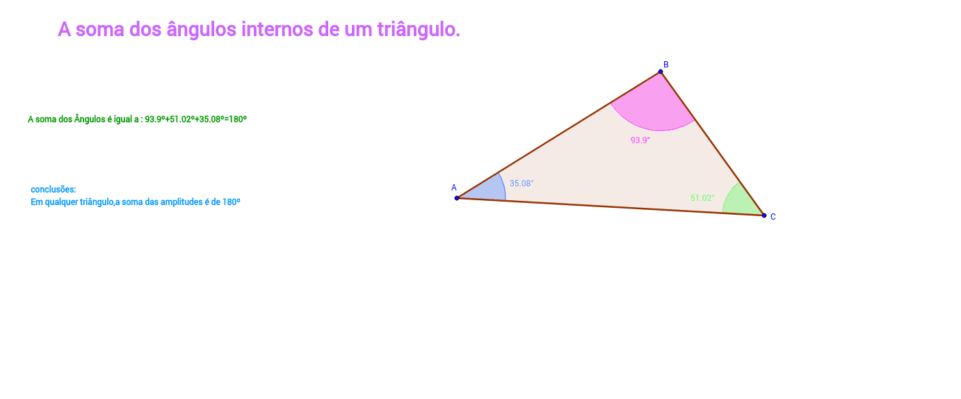 SOMA DOS ÂNGULOS INTERNOS DE UM TRIÂNGULO 🔺️🔻🔺️🔻 Aprenda como enco