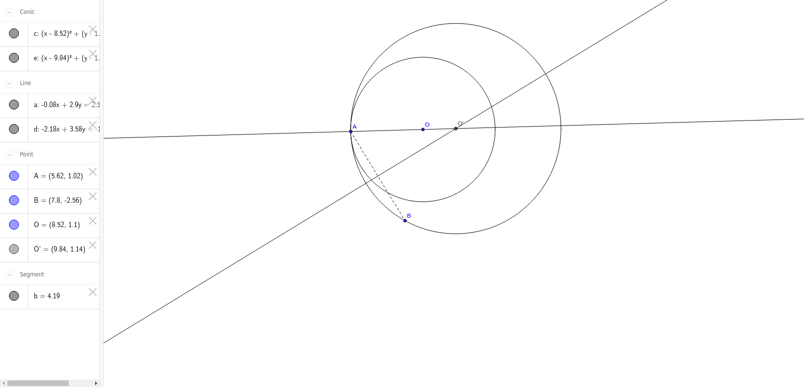 与えられた円に内接する円の作図 Geogebra