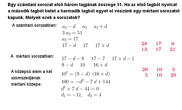 számtani és mértani sorozatok