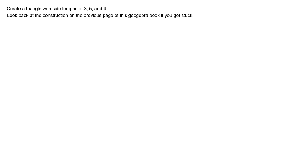 Triangle with side lengths of 3, 5, and 4 GeoGebra