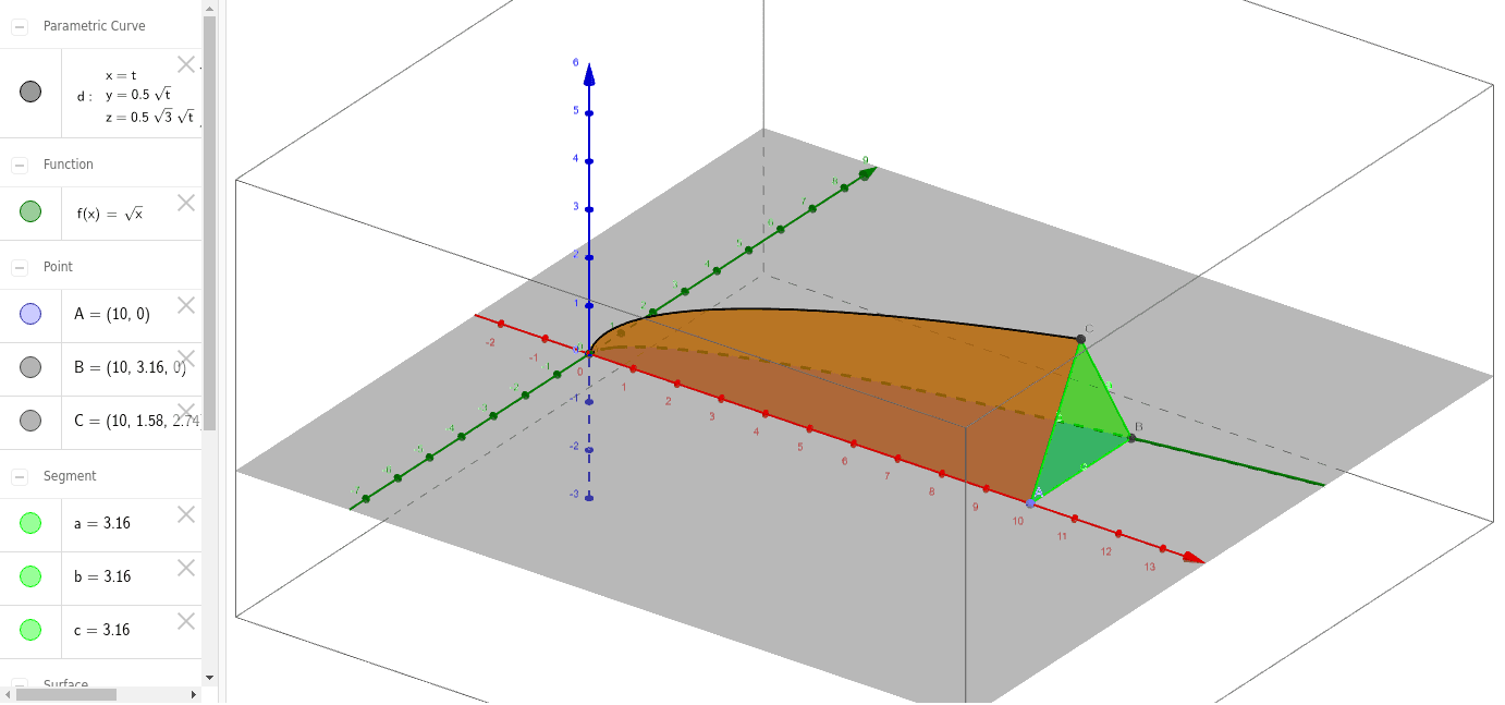 Equilateral Triangle Cross Section GeoGebra