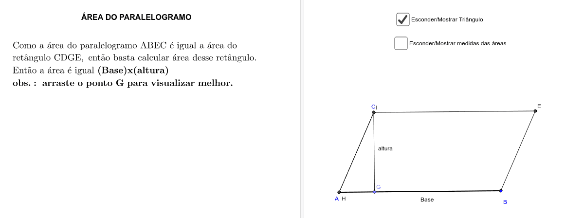 Fórmula da área do paralelogramo